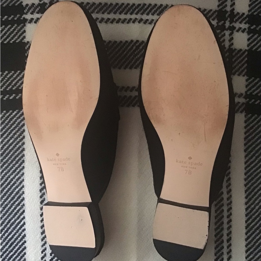 Kate Spade Black Suede Leather Berkeley Slide Mules Gold studded Tassels Size 7B - Picture 9 of 11